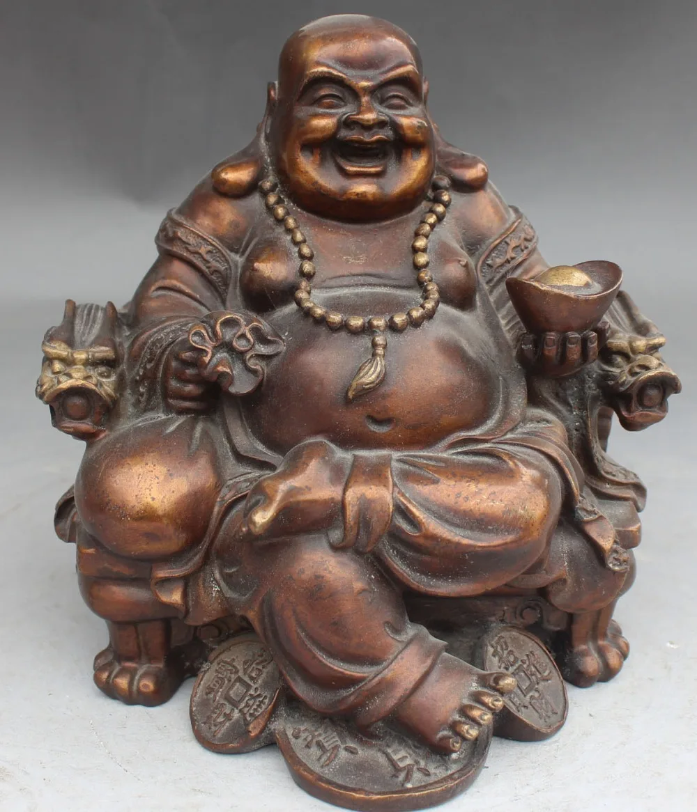 6609China Buddhism Bronze Chair Wealth Money Happy Maitreya Buddha Statue
6609China Buddhism Bronze Chair Wealth Money Happy Maitreya Buddha Statue