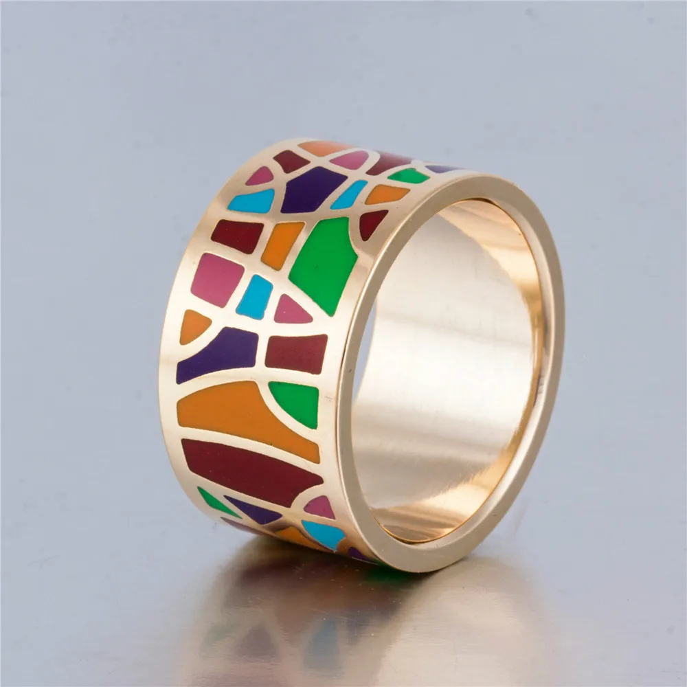 New Filled Colorful Enamel Geometry Rings Stainless Steel Gold-color Women Pretty Dress Decorate Big Width Ring
New Filled Colorful Enamel Geometry Rings Stainless Steel Gold-color Women Pretty Dress Decorate Big Width Ring