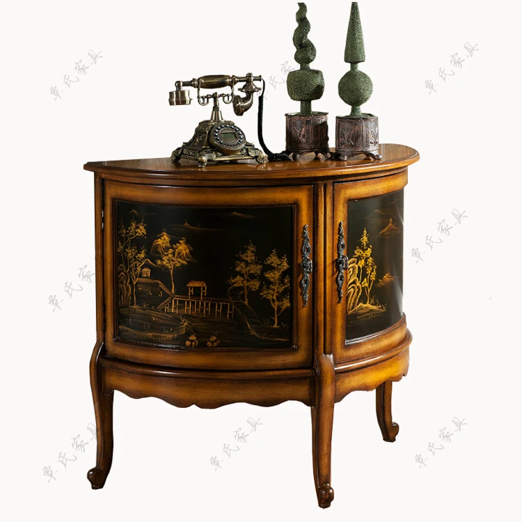 American Pastoral vestibule cabinet, simple painted semi circle cabinet, living room cabinet, old two door decoration
American Pastoral vestibule cabinet, simple painted semi circle cabinet, living room cabinet, old two door decoration