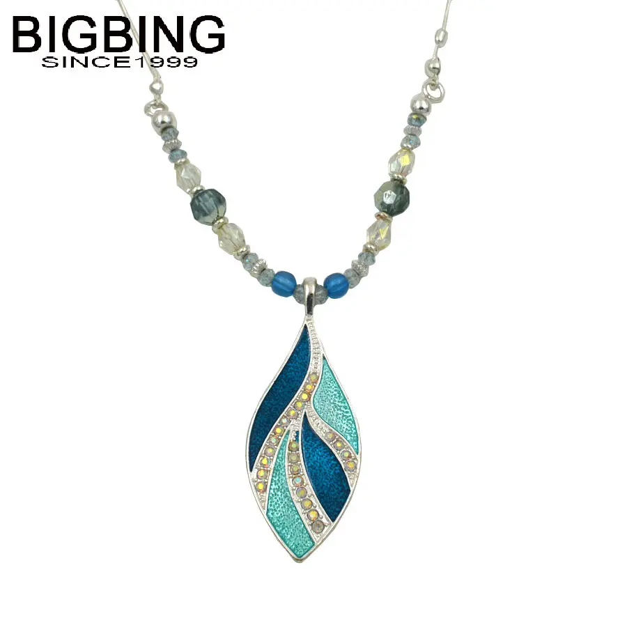 J059 BIGBING fashion jewelry crystal beads blue leaf pendant necklace Fashion jewelry high quality nickel free
J059 BIGBING fashion jewelry crystal beads blue leaf pendant necklace Fashion jewelry high quality nickel free