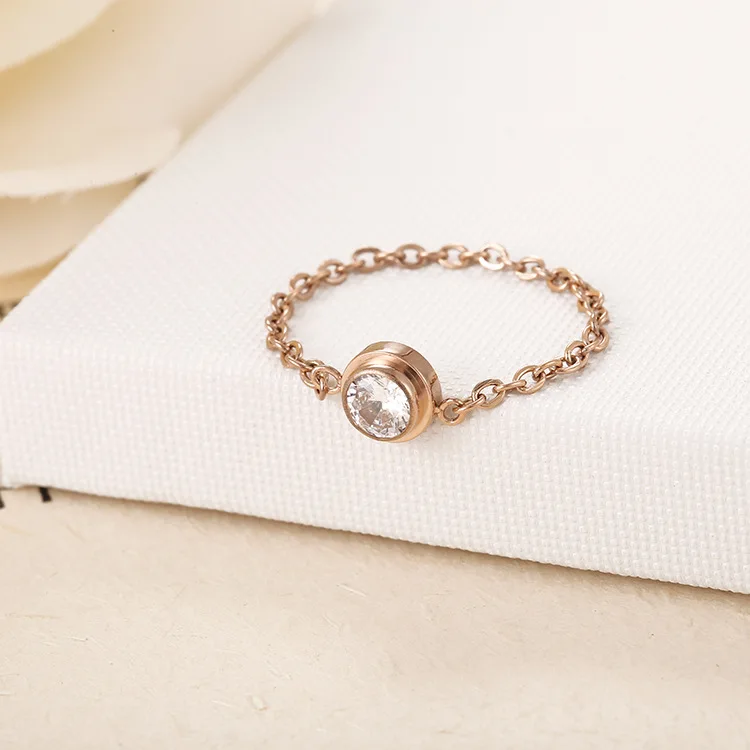 Titanium Steel Fashion Single Cubic Zirconia Chain Ring Classic Rose Gold Color Engagement Wedding Rings For Women Anneau BXJ35
Titanium Steel Fashion Single Cubic Zirconia Chain Ring Classic Rose Gold Color Engagement Wedding Rings For Women Anneau BXJ35