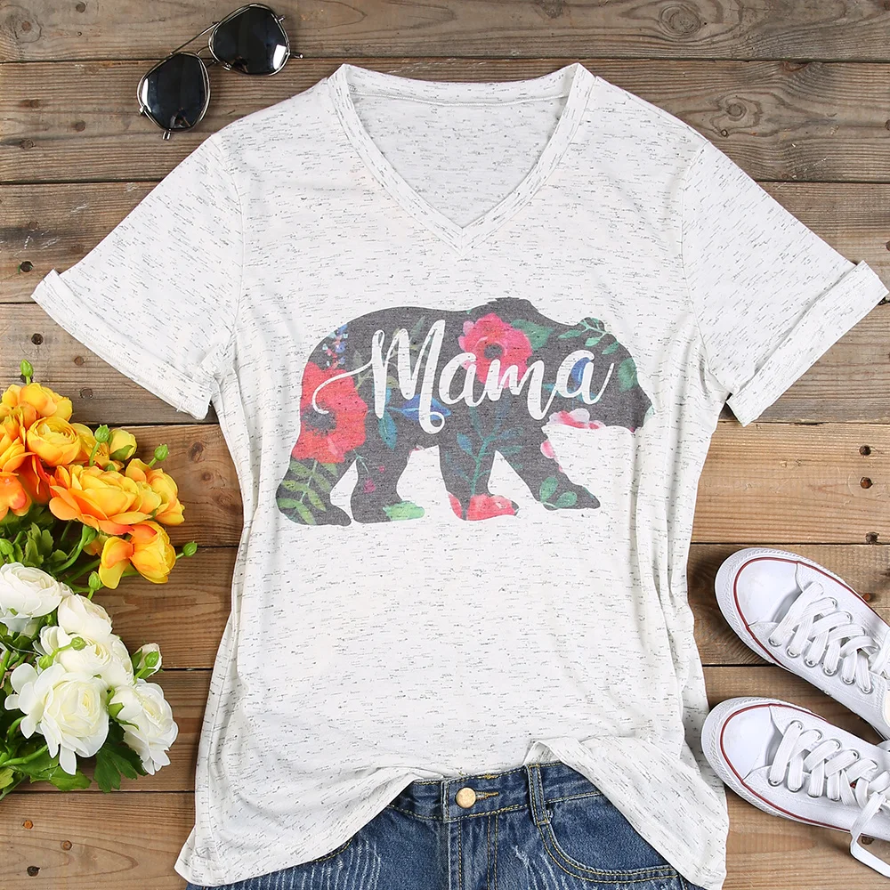 Plus Size T Shirt Women V Neck Short Sleeve Summer Floral mama bear t Shirt Casual Female Tee Ladies Tops White t shirt 3XL
Plus Size T Shirt Women V Neck Short Sleeve Summer Floral mama bear t Shirt Casual Female Tee Ladies Tops White t shirt 3XL