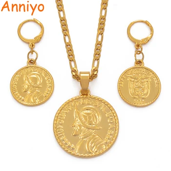 Anniyo Panama Pendant Necklace Earrings Set for Women With Balboa Portrait Gold Color Panamanian Jewelry Sets Gifts #205706
Anniyo Panama Pendant Necklace Earrings Set for Women With Balboa Portrait Gold Color Panamanian Jewelry Sets Gifts #205706