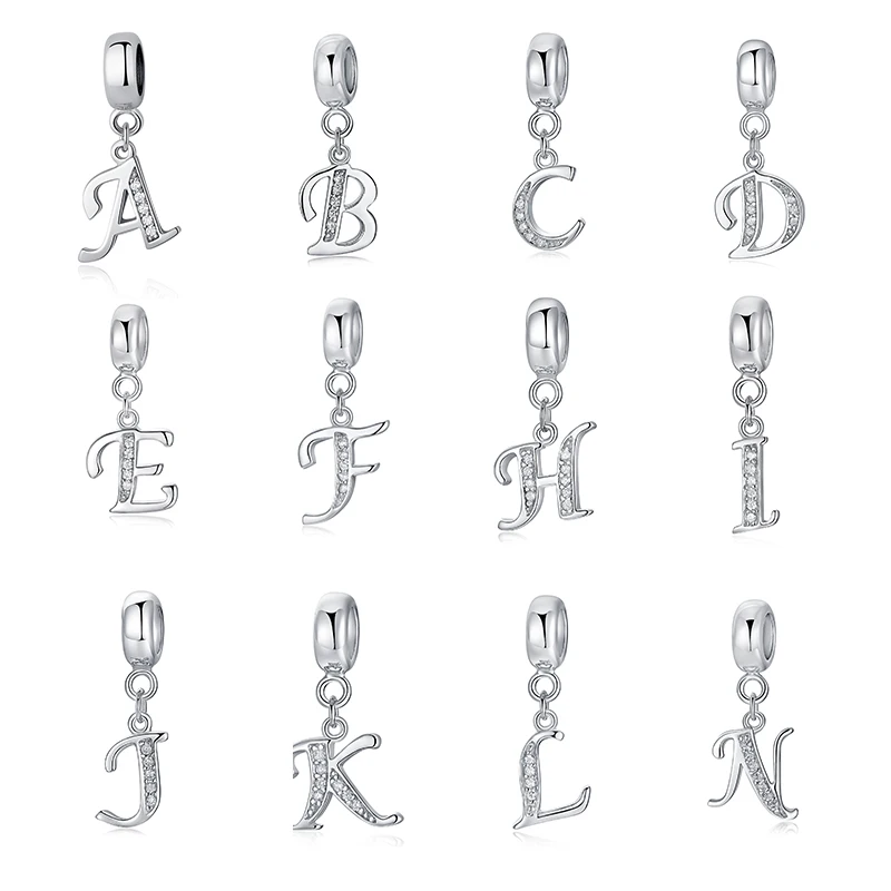 Authentic 925 Sterling Silver Charm A-Z 26 Alphabet letter CZ Crystal Pendant Beads Fit Pandora Original Bracelet DIY Jewelry
Authentic 925 Sterling Silver Charm A-Z 26 Alphabet letter CZ Crystal Pendant Beads Fit Pandora Original Bracelet DIY Jewelry