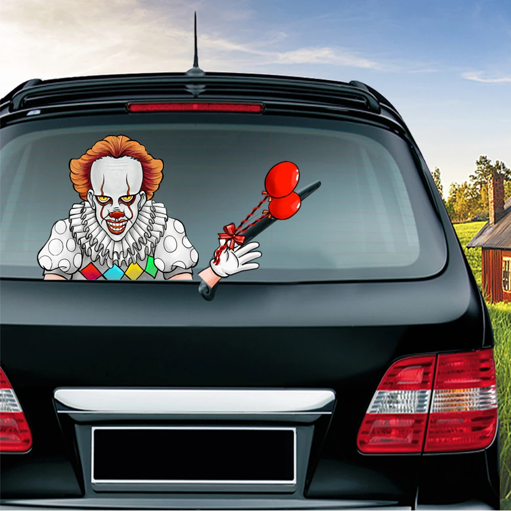 New Horror Clown Waving Wiper Decals Car Styling PVC Rear Window Wiper Stickers Rear Windshield Stickers Car Stickers And Decals
New Horror Clown Waving Wiper Decals Car Styling PVC Rear Window Wiper Stickers Rear Windshield Stickers Car Stickers And Decals