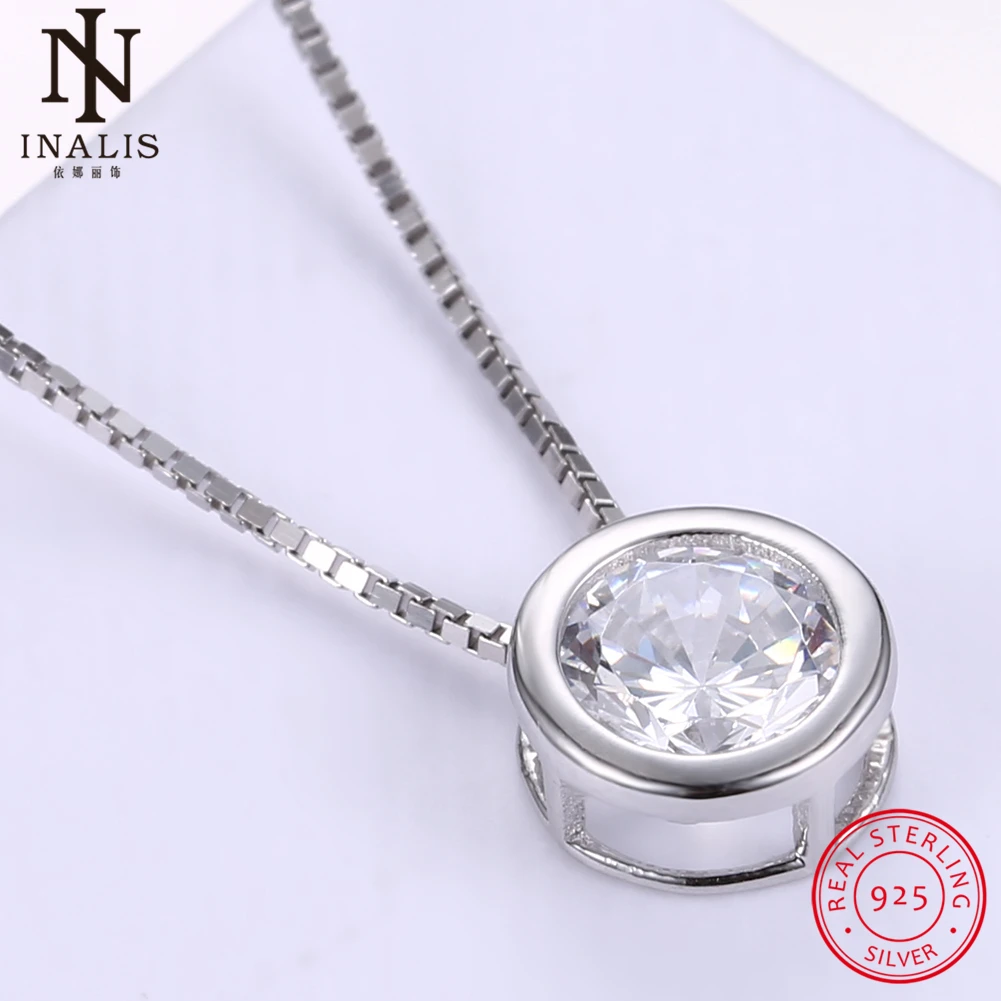 INALIS 925 Sterling Silver Necklace Simple Style Fine Crystal Round Pendant Necklaces For Women Girl Female Jewelry Wedding Gift
INALIS 925 Sterling Silver Necklace Simple Style Fine Crystal Round Pendant Necklaces For Women Girl Female Jewelry Wedding Gift