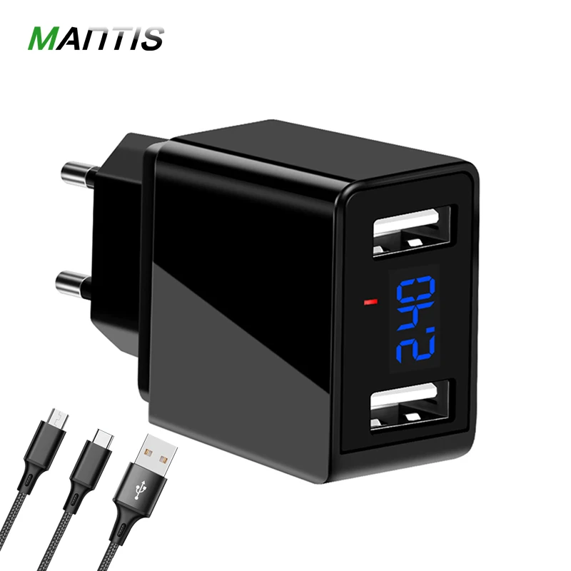 MANTIS 2 USB Charger LED Display Wall Charger Adapter for iPhone 6 7 X Samsung Xiaomi Huawei 2.4A Travel EU Mobile Phone Charger
MANTIS 2 USB Charger LED Display Wall Charger Adapter for iPhone 6 7 X Samsung Xiaomi Huawei 2.4A Travel EU Mobile Phone Charger