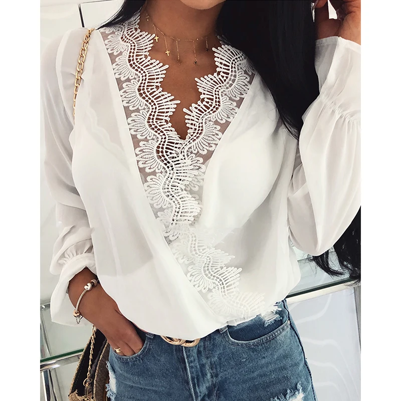 2019 New Autumn Women Blouses Lace Patchwork V-neck Shirts Female Casual Loose Long Sleeve Tops Shirts Women SJ3537Y
2019 New Autumn Women Blouses Lace Patchwork V-neck Shirts Female Casual Loose Long Sleeve Tops Shirts Women SJ3537Y
