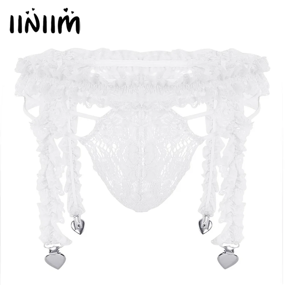 iiniim Mens Sissy Lace Gay Panties Lingerie Set Ruffled 4 Frilly Straps Clips Garter Belt with Bikini G-string Briefs Underwear
iiniim Mens Sissy Lace Gay Panties Lingerie Set Ruffled 4 Frilly Straps Clips Garter Belt with Bikini G-string Briefs Underwear