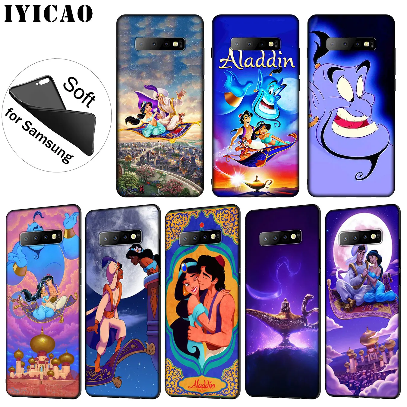 IYICAO Anime Aladdin Cartoon Soft Silicone Phone Case for Samsung Galaxy S10 S9 S8 Plus S6 S7 Edge S10e E TPU Black Cover
IYICAO Anime Aladdin Cartoon Soft Silicone Phone Case for Samsung Galaxy S10 S9 S8 Plus S6 S7 Edge S10e E TPU Black Cover