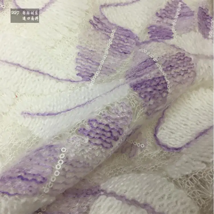 Imported Mohair lace embroidery, sequins, hollow winter fabric, elastic wool, and fancy knitted fashion fabrics.
Imported Mohair lace embroidery, sequins, hollow winter fabric, elastic wool, and fancy knitted fashion fabrics.