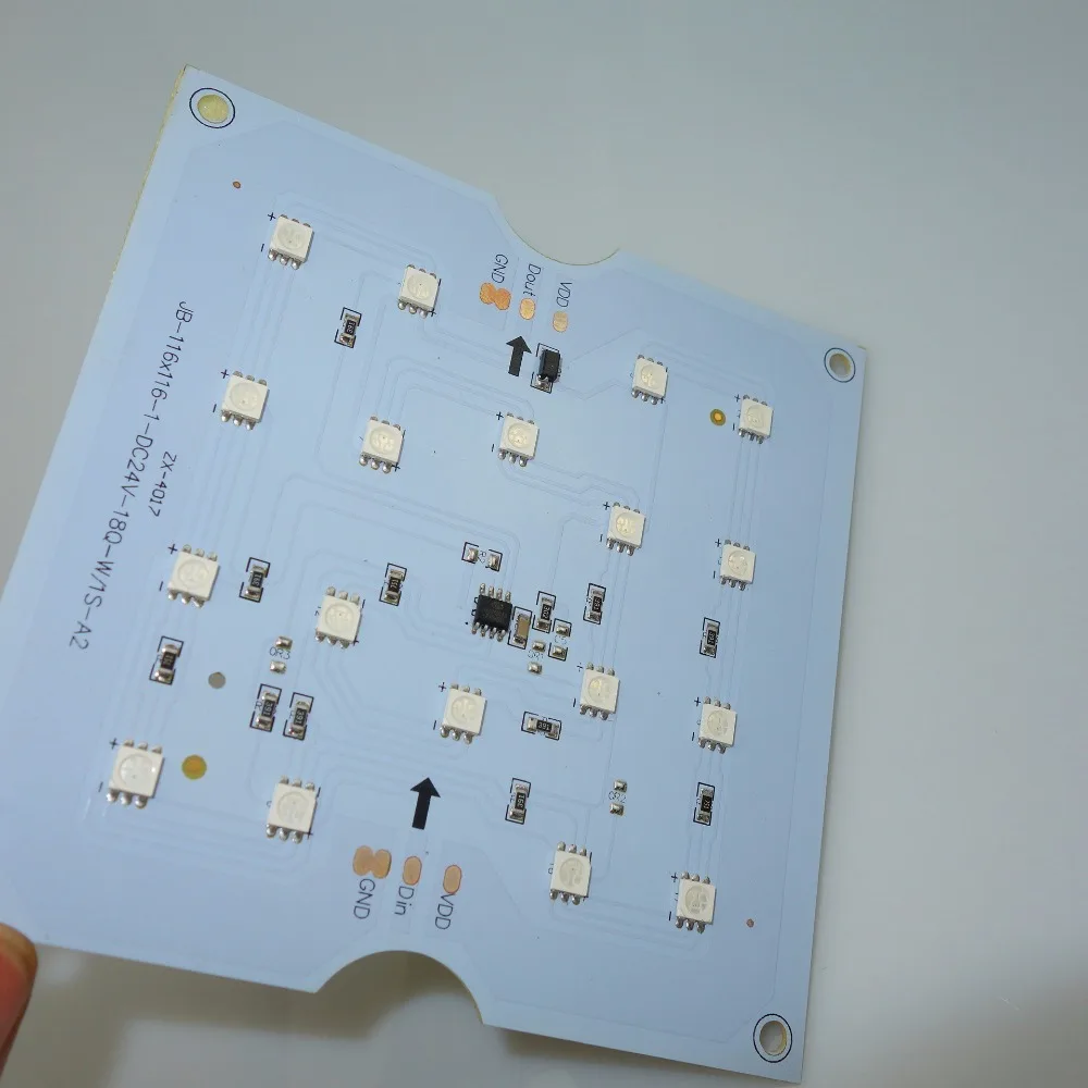 RGB full color UCS1904 IC controlled 5050 LED pixel panel;DC24V;116mm*116mm size;18Leds;one panel works as one pixel
RGB full color UCS1904 IC controlled 5050 LED pixel panel;DC24V;116mm*116mm size;18Leds;one panel works as one pixel