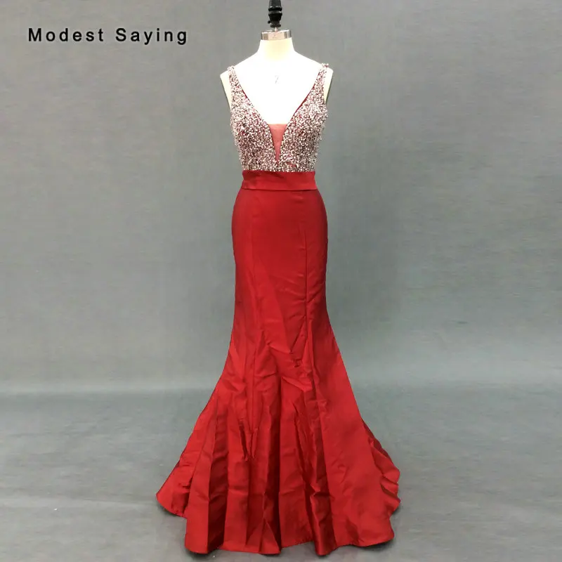 RealPhoto Sexy Balckless Burgundy Mermaid V Neck Beaded Evening Dresses 2018 with Rhinestone Formal Engagement Party Prom Gowns
RealPhoto Sexy Balckless Burgundy Mermaid V Neck Beaded Evening Dresses 2018 with Rhinestone Formal Engagement Party Prom Gowns