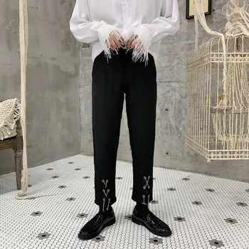 New Men Chain Fashion Casual Slim Fit Pant Fashion Show Trousers Male Streetwear Vintage Style Clothes
New Men Chain Fashion Casual Slim Fit Pant Fashion Show Trousers Male Streetwear Vintage Style Clothes