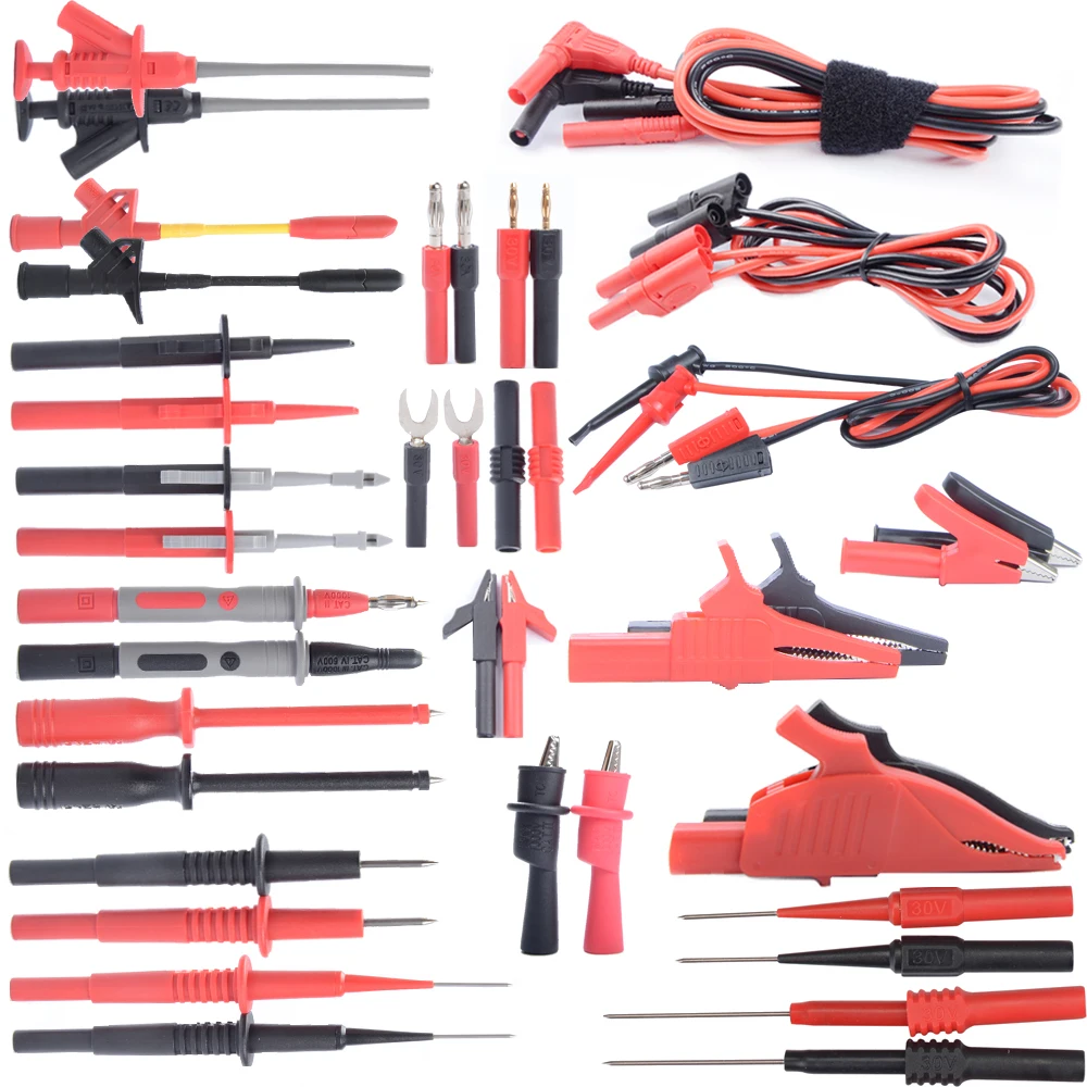 Multimeter Test kit Silicone 4mm Electronic Specialties Test Lead kit Back Probe Alligator Piercer Hook Accessorie with Box
Multimeter Test kit Silicone 4mm Electronic Specialties Test Lead kit Back Probe Alligator Piercer Hook Accessorie with Box