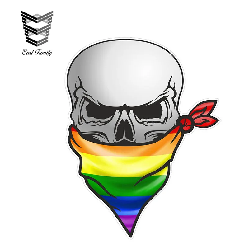 EARLFAMILY 12cm X 8.3cm Gothic Biker Pirate Skull with Face Bandana Lgbt Gay Pride Rainbow Flag Motif External Vinyl Car Sticker
EARLFAMILY 12cm X 8.3cm Gothic Biker Pirate Skull with Face Bandana Lgbt Gay Pride Rainbow Flag Motif External Vinyl Car Sticker