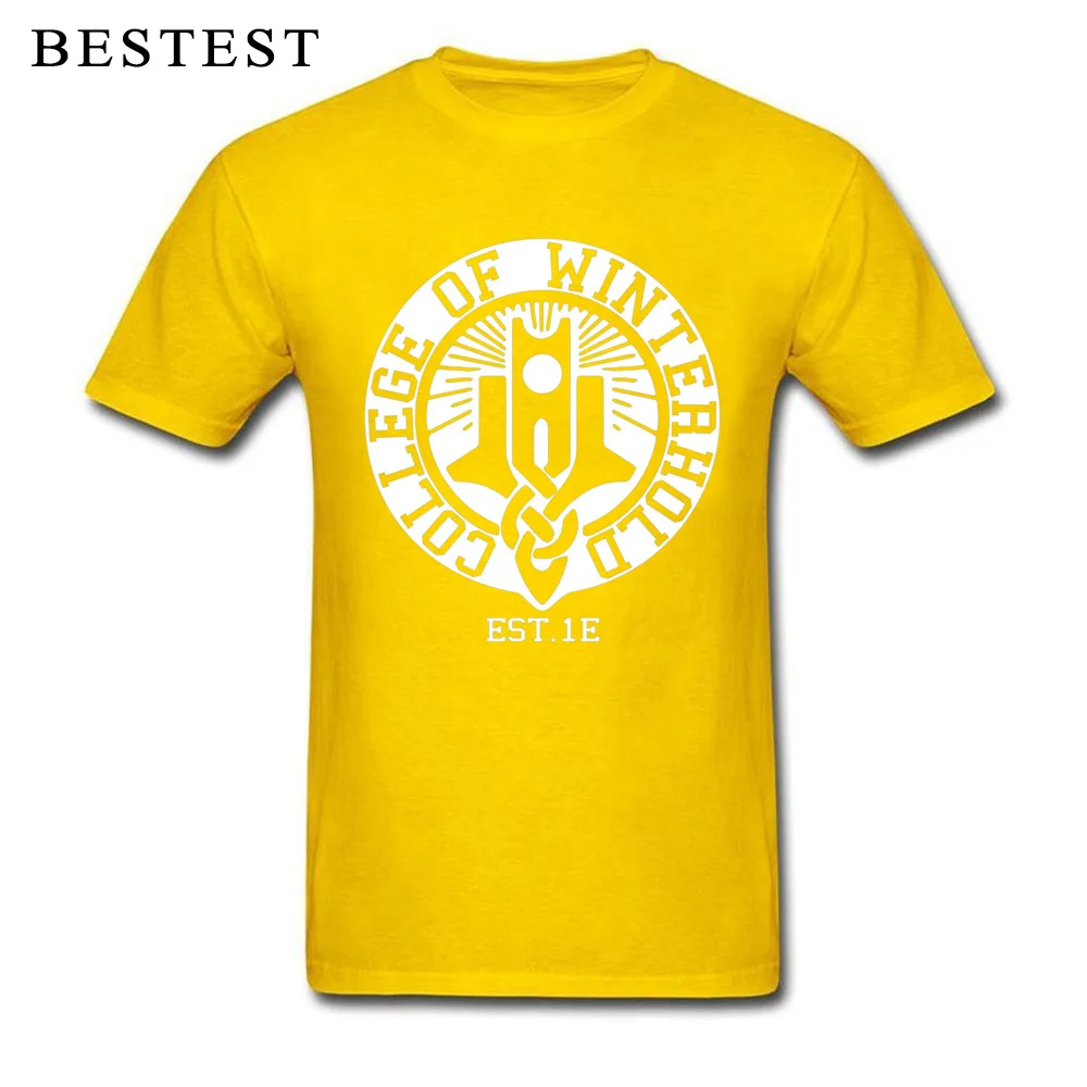 Fashionable Custom Youth Tshirts Family Summer Fall Short Sleeve Round Neck All Cotton T Shirt Summer Tees Top Quality College of Winterhold Est. 1E white 4138 yellow