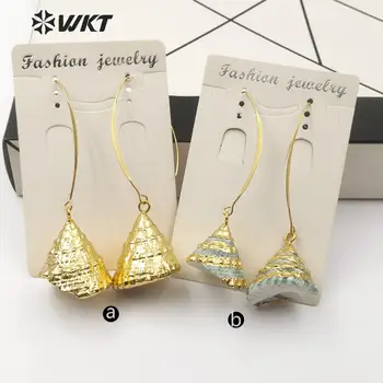 WT-E523 WKT Natural Trumpet Shell Earring Cone Shape Sea Shell With Full Gold Dipped Earring Women Summer Beach Jewelry
WT-E523 WKT Natural Trumpet Shell Earring Cone Shape Sea Shell With Full Gold Dipped Earring Women Summer Beach Jewelry