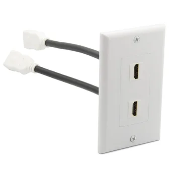 1 Gang Decorative Style Two Ports HDMI Wall Plate With Backside Short HDMI Cable
1 Gang Decorative Style Two Ports HDMI Wall Plate With Backside Short HDMI Cable