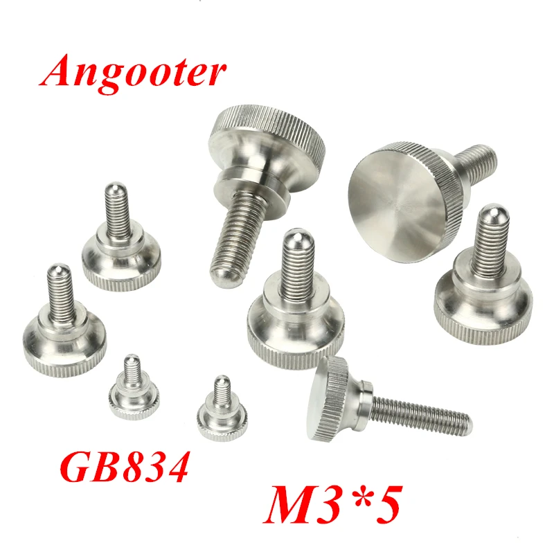 50pcs GB834 M3*5 Stainless steel Round Head Knurled Thumb Screw Hand Tighten Curtain Wall Glass Lock Screws Adjustable Screws
50pcs GB834 M3*5 Stainless steel Round Head Knurled Thumb Screw Hand Tighten Curtain Wall Glass Lock Screws Adjustable Screws