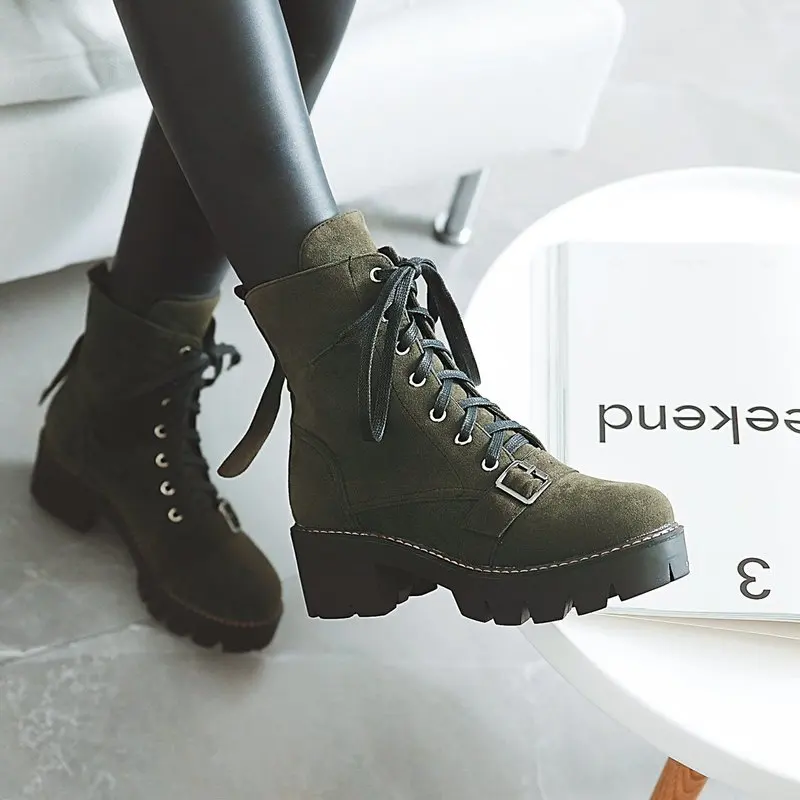 Autumn/winter women's ankle boots plus velvet warm boots women's casual fashion Suede leather round toe cross-tied Martin boots 
Autumn/winter women's ankle boots plus velvet warm boots women's casual fashion Suede leather round toe cross-tied Martin boots