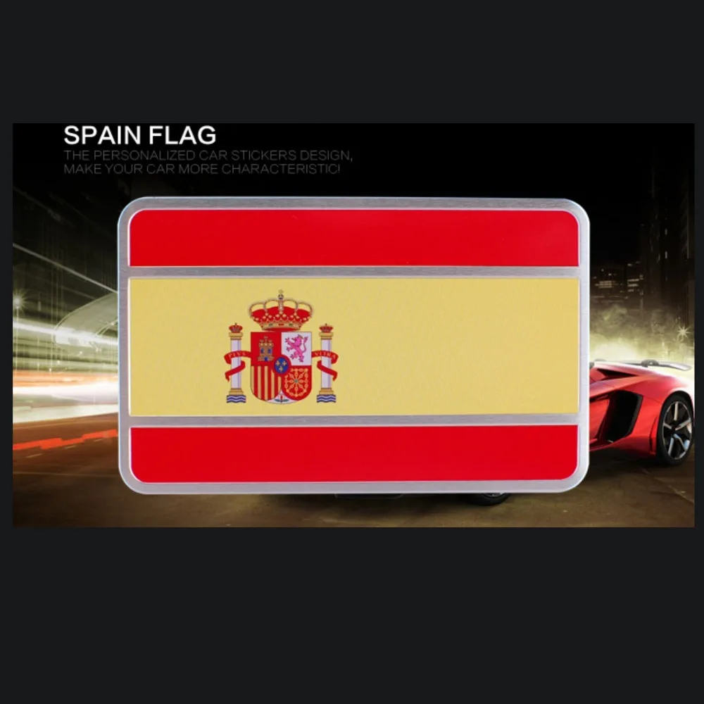 

1pc,Free Shipping,Spain Car National Flag Sticker,Rectangle Cool Car Body / Tuning/ Metal Sticker,Aluminum Alloy Brushed Finish
