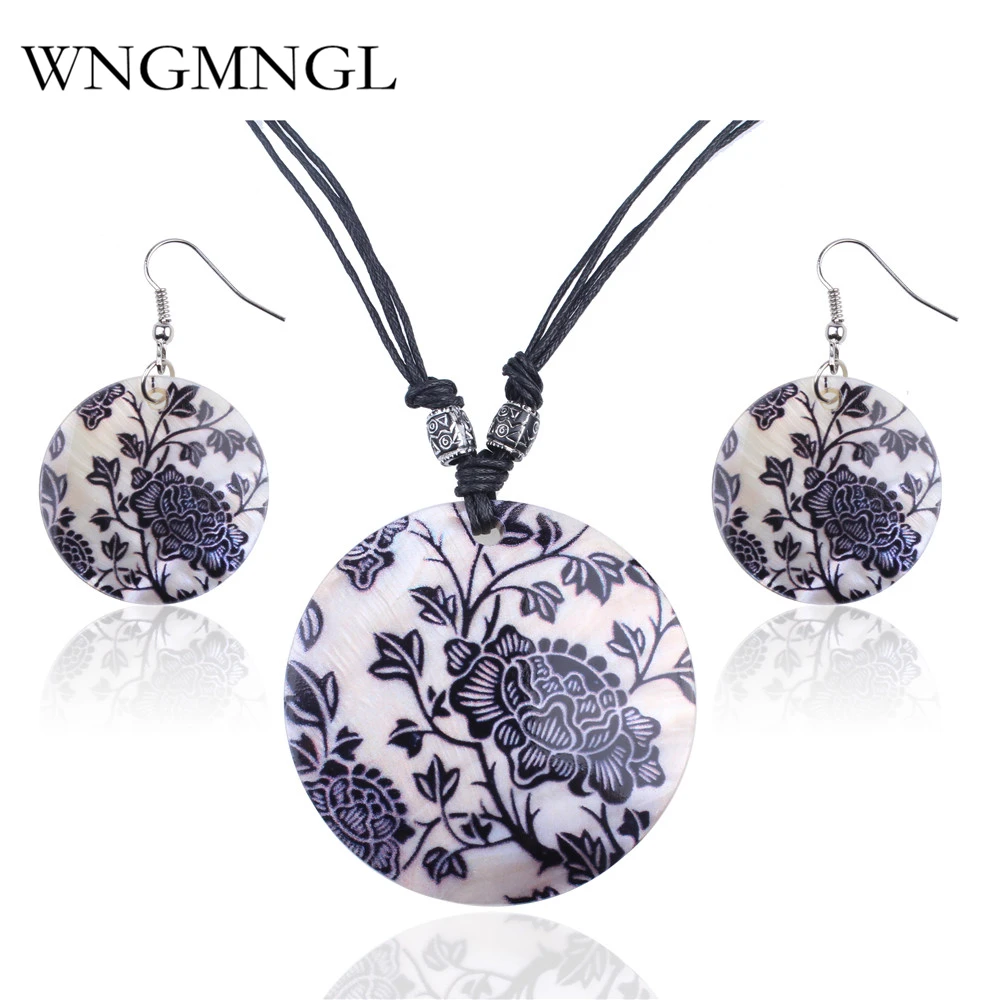 WNGMNGL New Ethnic Natural Shell jewelry sets for women Boho round flower Drop earring wax rope chain necklace set bijoux femme
WNGMNGL New Ethnic Natural Shell jewelry sets for women Boho round flower Drop earring wax rope chain necklace set bijoux femme