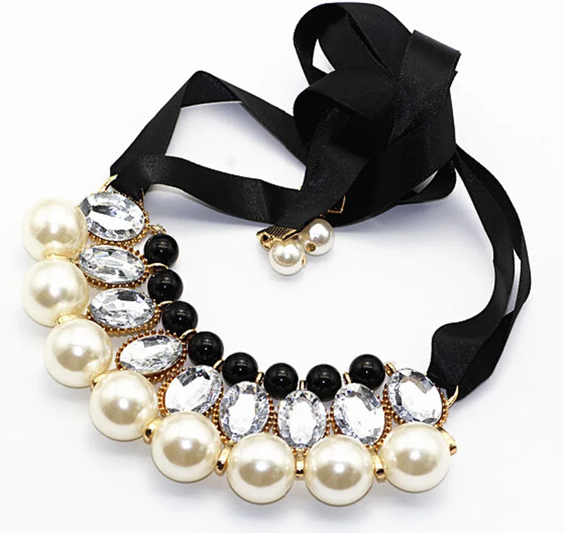 Women Luxury Black Ribbon Pearl Chunky Statement Bib Pendant Choker Collar Necklace KQS8
Women Luxury Black Ribbon Pearl Chunky Statement Bib Pendant Choker Collar Necklace KQS8