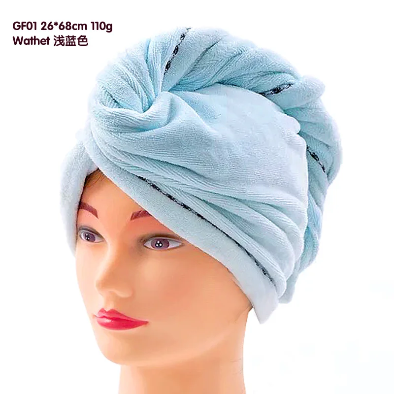 women bathroom super absorbent quictk-drying microfiber Bath towel hair dry cap salon towel 26*68cm 16