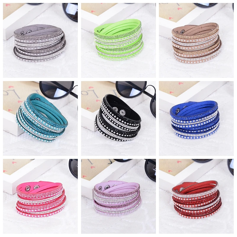 Leather Bracelet Rhinestone Crystal Bracelet Double Wrap Multilayer Bracelets for Women Pulseras Mulher Fashion Jewelry
Leather Bracelet Rhinestone Crystal Bracelet Double Wrap Multilayer Bracelets for Women Pulseras Mulher Fashion Jewelry