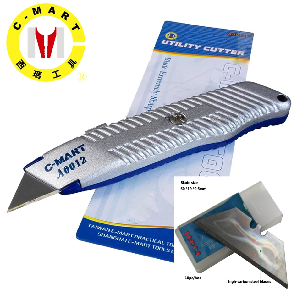 C-MART tools utility knife/cutter A0012 with zinc shelf Suitable for cutting plywood dry wall board leather paper Acrylic
C-MART tools utility knife/cutter A0012 with zinc shelf Suitable for cutting plywood dry wall board leather paper Acrylic