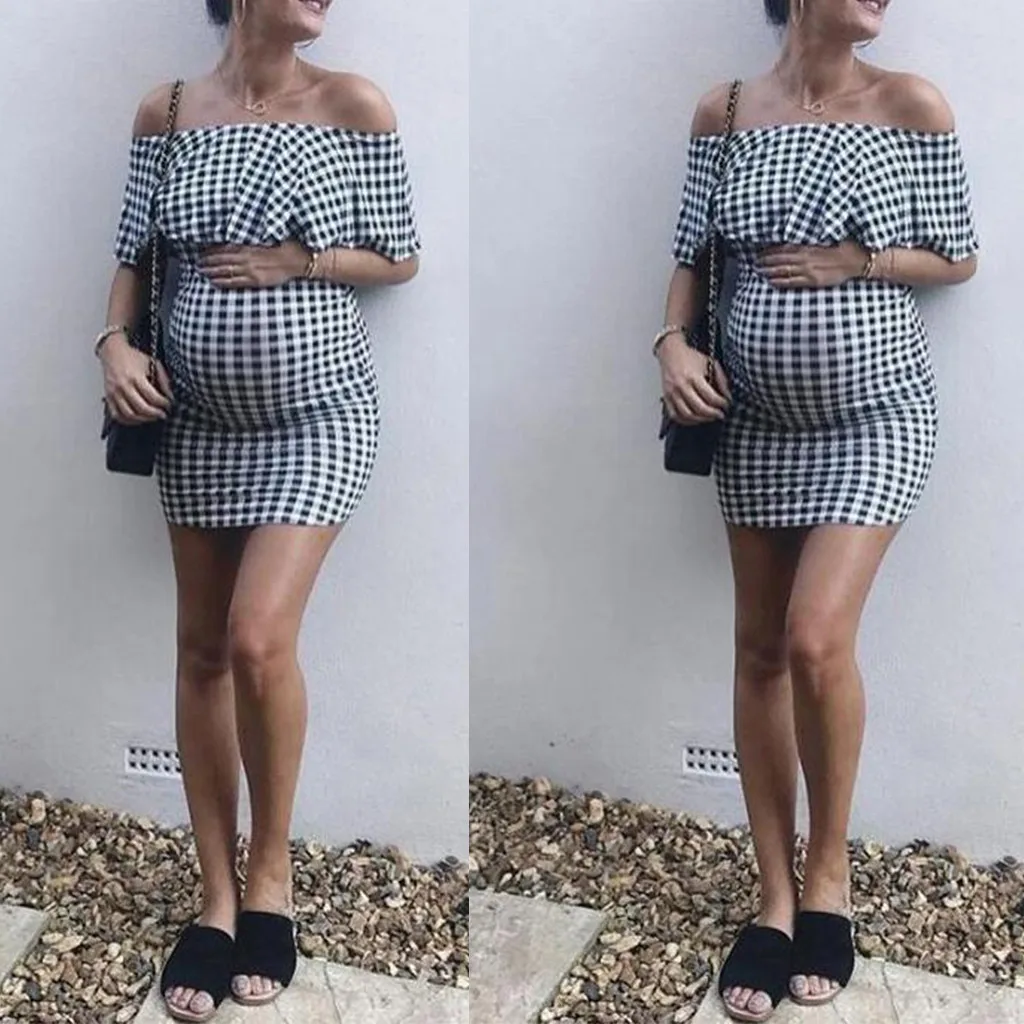 2019 Summer New Fashion Women's Dress Women Maternity Ruffle Off-Shoulder Plaid print Sundress mama Pregnancy Dress Clothes
2019 Summer New Fashion Women's Dress Women Maternity Ruffle Off-Shoulder Plaid print Sundress mama Pregnancy Dress Clothes