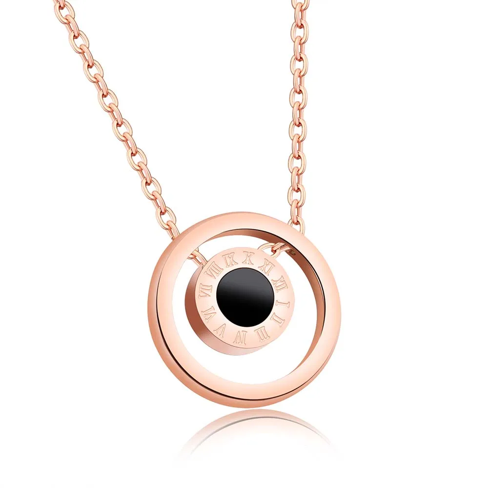JeeMango Classic Titanium Steel Roman Numerals Double Sided Black White Shells Circle Rose Gold Color Pendants Necklaces OGX1194
JeeMango Classic Titanium Steel Roman Numerals Double Sided Black White Shells Circle Rose Gold Color Pendants Necklaces OGX1194