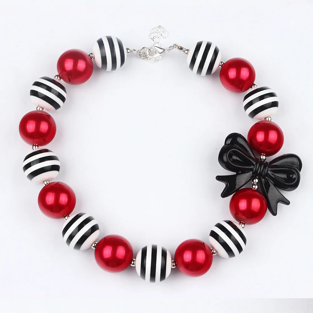 2018 New Style Kids 20MM Black-White Striped Bead Chunky Bubblegum Necklace Girls Black Resin Bow Red Pearl Choker Necklace Gift
2018 New Style Kids 20MM Black-White Striped Bead Chunky Bubblegum Necklace Girls Black Resin Bow Red Pearl Choker Necklace Gift