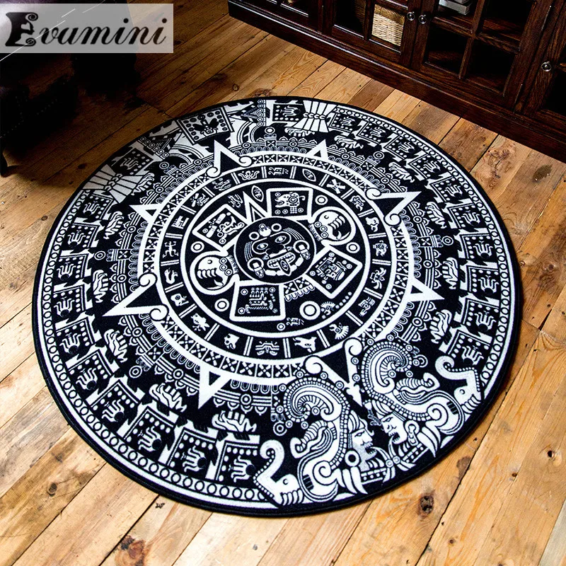 Image Vintage national style Maya s revival black and white round carpet living room coffee table bedroom bedside mats study personali