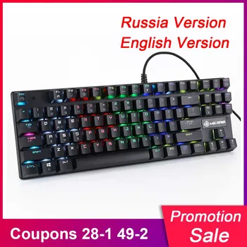 Magic-Refiner Mechanical Gaming Keyboard Russian English Version USB Wired RGB Backlight Keybaord Blue Switch 87 Keys
Magic-Refiner Mechanical Gaming Keyboard Russian English Version USB Wired RGB Backlight Keybaord Blue Switch 87 Keys