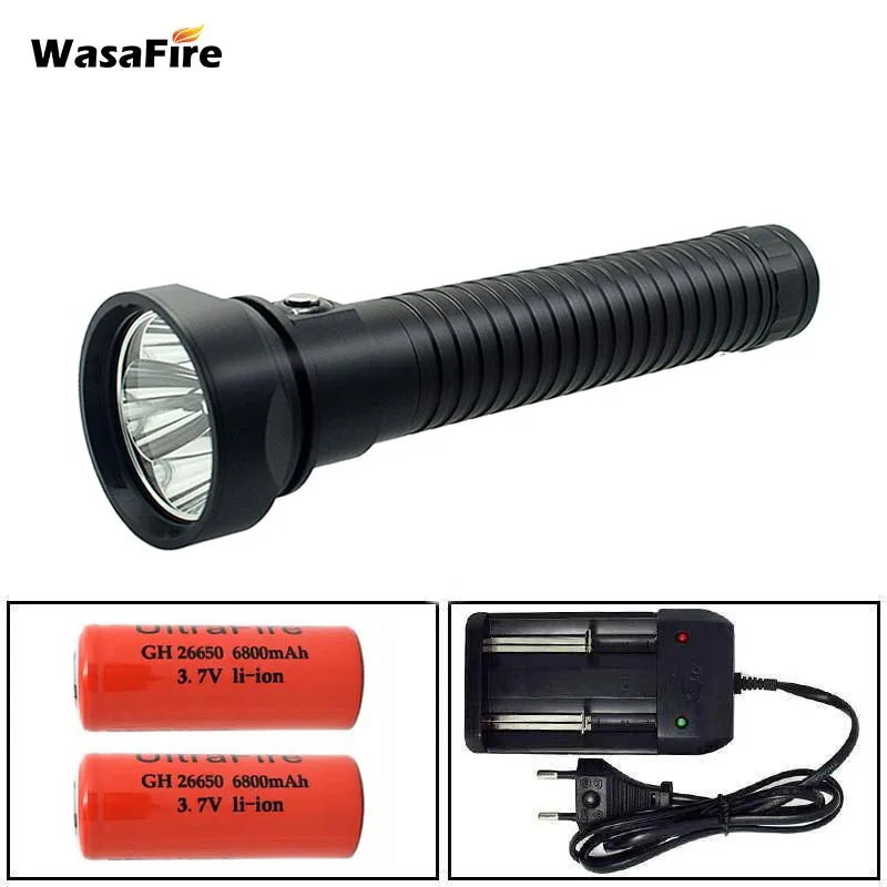 Diving Flash Light Self Defense Underwater Waterproof Torch Scuba Dive Lantern L2 LED Camping Lamp With 26650 Battery + Charger
Diving Flash Light Self Defense Underwater Waterproof Torch Scuba Dive Lantern L2 LED Camping Lamp With 26650 Battery + Charger