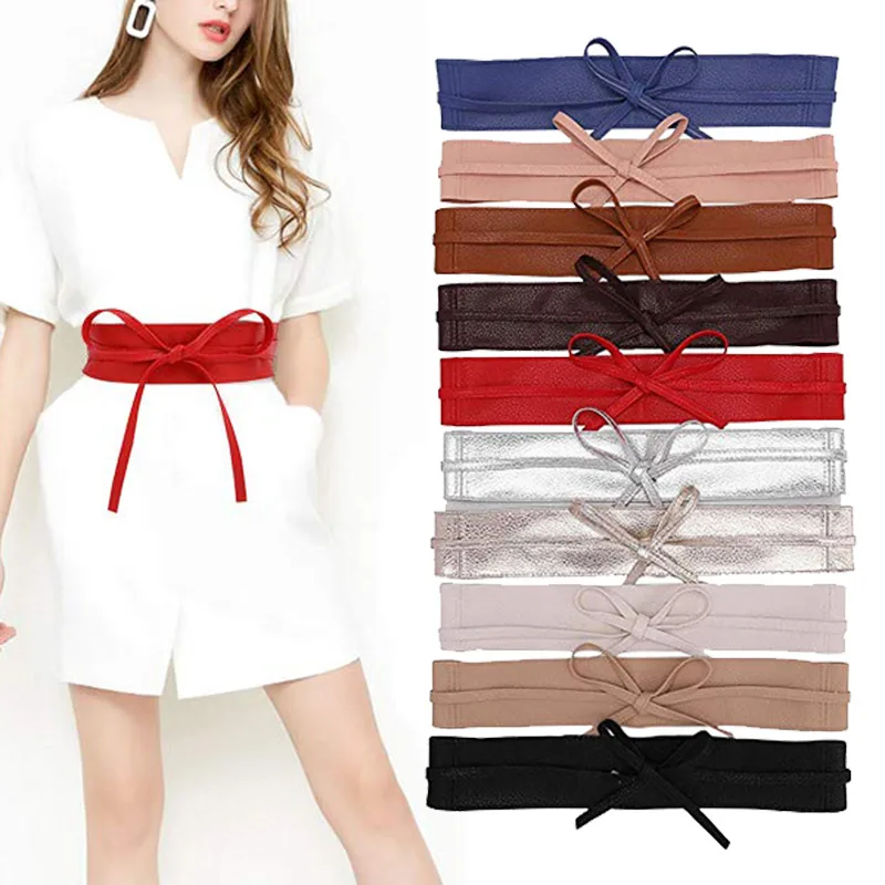 Women chic Designer Wide Slimming Girdle Faux PU Leather Bow Tie ladies Waistband Waist Strap Cummerbund for Dress
Women chic Designer Wide Slimming Girdle Faux PU Leather Bow Tie ladies Waistband Waist Strap Cummerbund for Dress