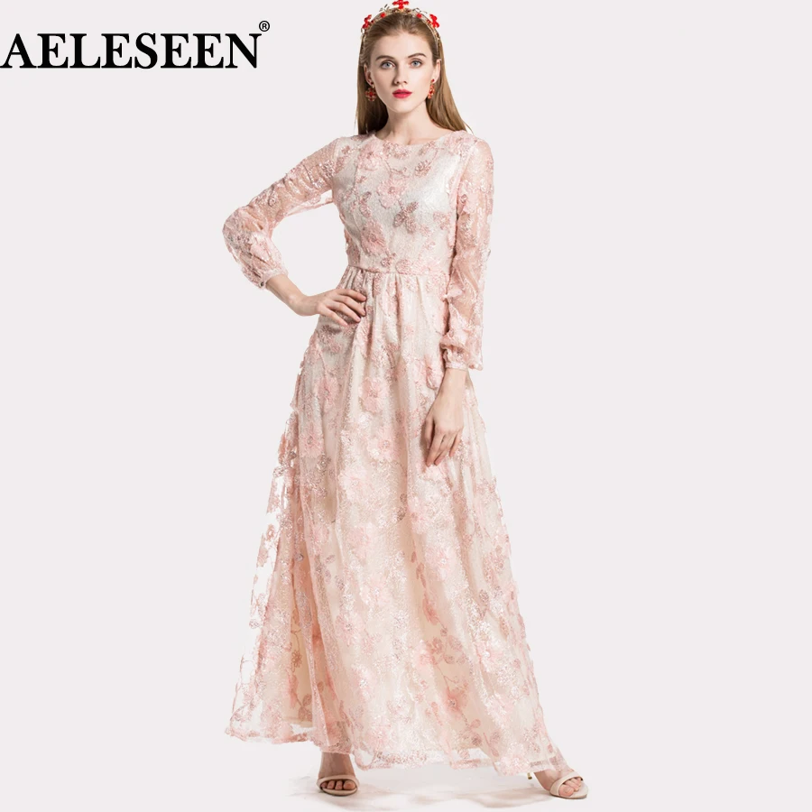 High Quality Romantic Long Dress Spring Full Sleeve 3D Embroidery Dress Appliques Top Fashion 2018 Beautiful Pink Maxi Dress
High Quality Romantic Long Dress Spring Full Sleeve 3D Embroidery Dress Appliques Top Fashion 2018 Beautiful Pink Maxi Dress