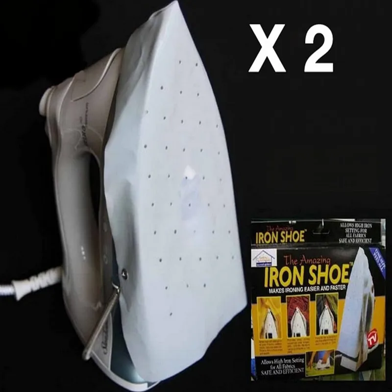 

Iron Shoe Cover Wonder Shield Teflon Ironing Aid Board Protect Fabrics Cloth Heat Without Scorching 2pcs Pack White CMB1-HD0061