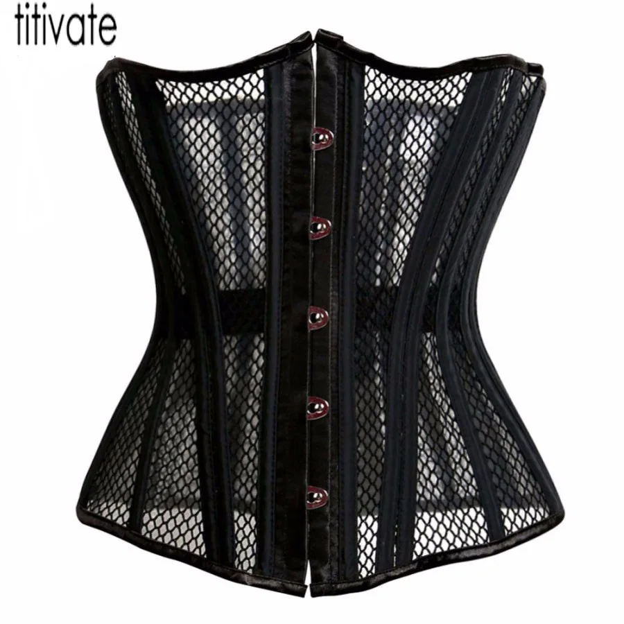TITIVATE Sexy Gothic Burlesque Mesh Hollow Out Corset Bustier Plastic Boned Waist Cincher Black Plus Size S-3XL For Adult Women
TITIVATE Sexy Gothic Burlesque Mesh Hollow Out Corset Bustier Plastic Boned Waist Cincher Black Plus Size S-3XL For Adult Women
