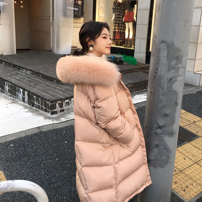 Women's Down Jacket Large Fur Collar White Duck Down Long Over The Knee Warmth Thicken For Casual Parka Women Winter Jackets
Women's Down Jacket Large Fur Collar White Duck Down Long Over The Knee Warmth Thicken For Casual Parka Women Winter Jackets