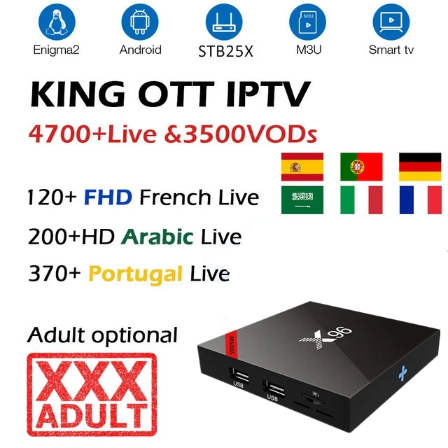 IPTV Europe Smart TV box X96W S905X 1 Year KING OTT IPTV Free for GermanArabic French Italia Germany XXX Adult Channels X96 W
IPTV Europe Smart TV box X96W S905X 1 Year KING OTT IPTV Free for GermanArabic French Italia Germany XXX Adult Channels X96 W