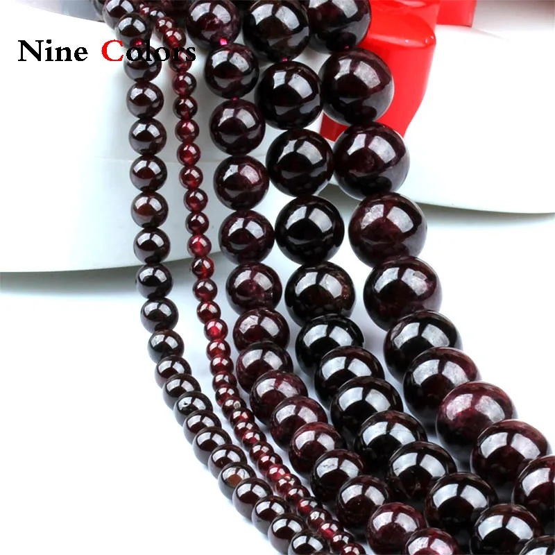 

wholesale Natural Stone Beads Dark Red Garnet Round Loose Beads For Jewelry Making 15.5" Pick Size 4.6.8.10.12mm -ST013