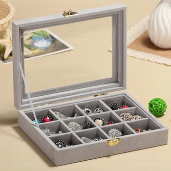 12/24 Grids Organizer Velvet Glass Jewelry Display Box Ring Organizer Case Tray Holder Earring Storage Box
12/24 Grids Organizer Velvet Glass Jewelry Display Box Ring Organizer Case Tray Holder Earring Storage Box