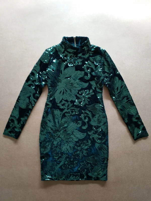 New spring women dresses evening party sexy vestidos stand neck long sleeve green bodycon bandage dress H001
New spring women dresses evening party sexy vestidos stand neck long sleeve green bodycon bandage dress H001