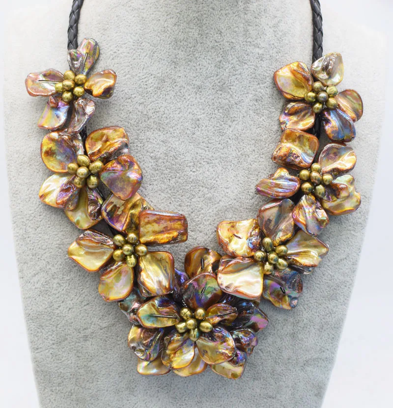 WOW! freshwater pearl necklace nature brown rice and shell flower 18inch nature hand make wholesale FPPJ
WOW! freshwater pearl necklace nature brown rice and shell flower 18inch nature hand make wholesale FPPJ