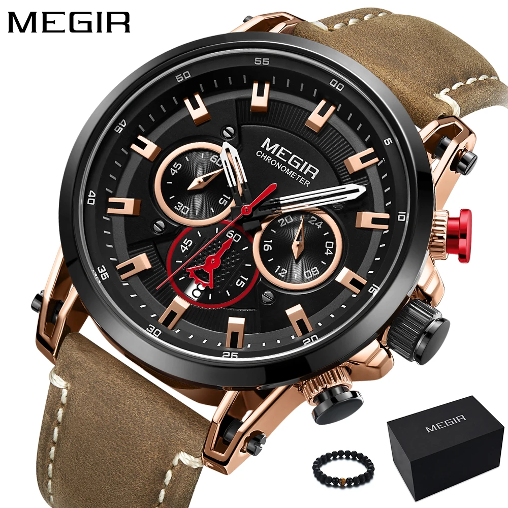 MEGIR Luxury Brand Fashion Gold Watch Men Brown Leather Band Waterproof Sport Watch Quartz Wristwatch relojes para hombre 2018
MEGIR Luxury Brand Fashion Gold Watch Men Brown Leather Band Waterproof Sport Watch Quartz Wristwatch relojes para hombre 2018