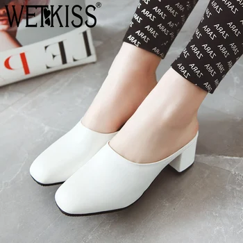 WETKISS Pu Slippers Women Square Toe Footwear Fashion Slides Shoes Female Thick High Heels Mules Shoes Woman Summer Plus Size 48
WETKISS Pu Slippers Women Square Toe Footwear Fashion Slides Shoes Female Thick High Heels Mules Shoes Woman Summer Plus Size 48