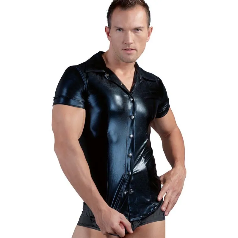 New 2019 Fashion Men's Patent Leather Shirt Lmitation Leather Shirt Nightclub Stage Solid Tights Camiseta Tirantes Hombre
New 2019 Fashion Men's Patent Leather Shirt Lmitation Leather Shirt Nightclub Stage Solid Tights Camiseta Tirantes Hombre